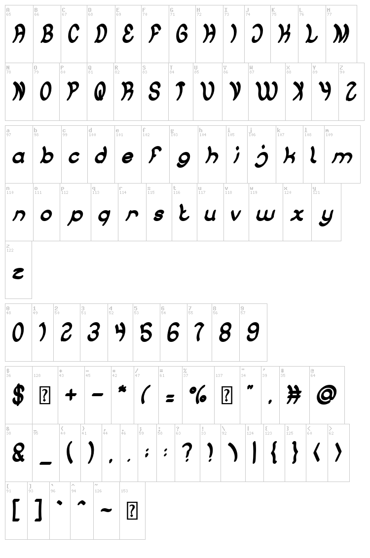 Jump Street font map
